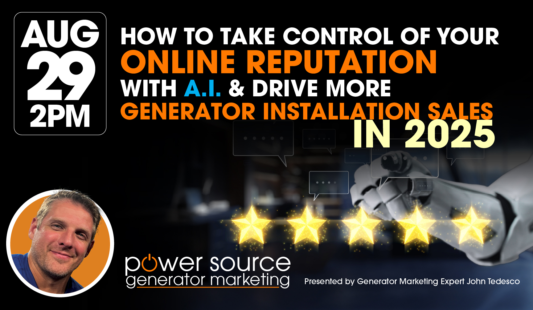 Recorded webinar for generator dealers on August 29 2025